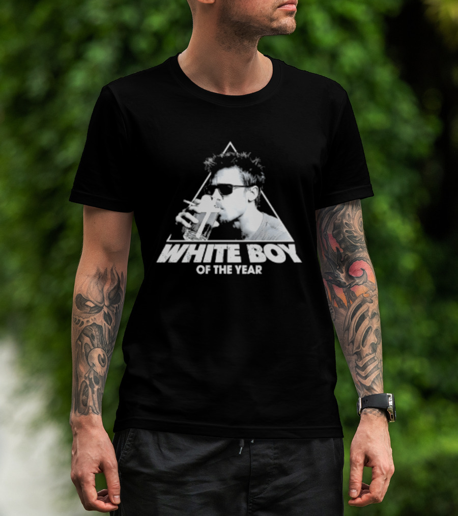 White Boy Of The Year Brad Pitt Fight Club Smoking And Beer T-Shirt