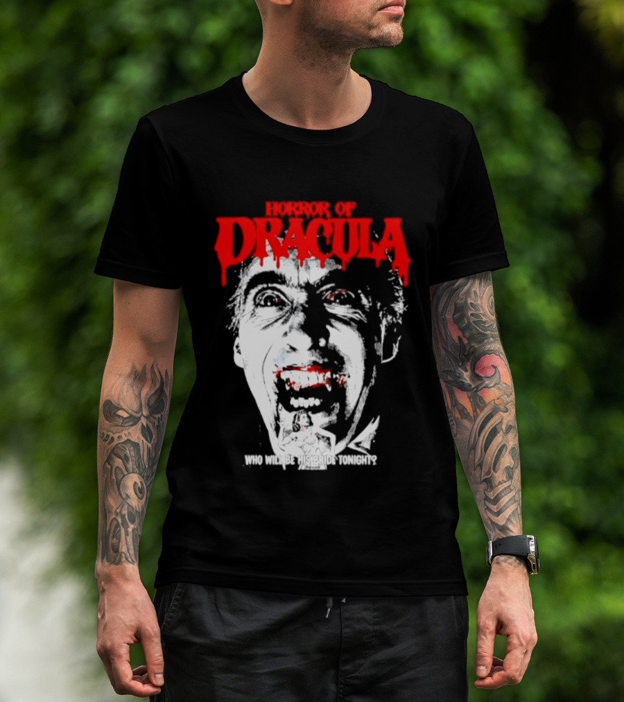 Horror Of Dracula Who Will Be His Bride Tonight Vintage Vampire Movie T-Shirt