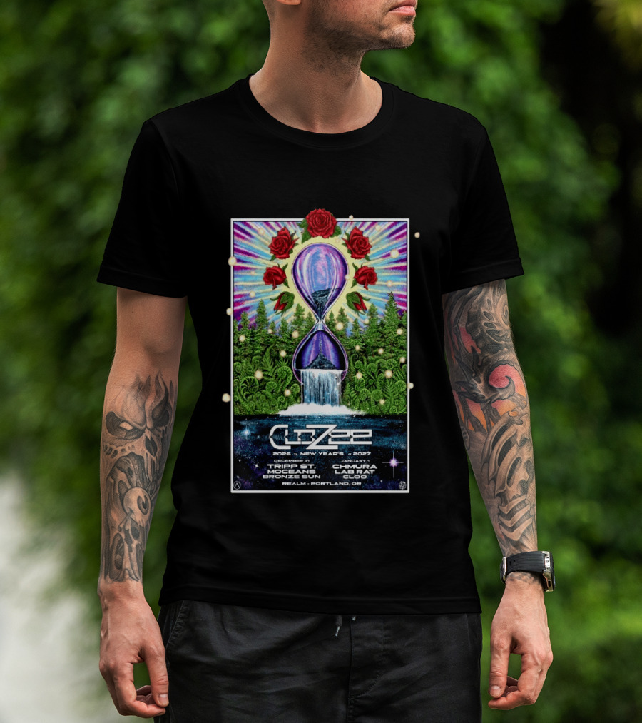 CloZee New Year's Eve 2026 2027 Portland Oregon Realm Event Featuring Trip St MZG Enzi Chad Chmura Labrat Supertask Comisar T-Shirt