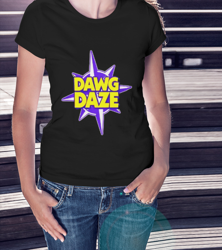 Dawg Daze University Campus Orientation Purple And Yellow Starburst T-Shirt
