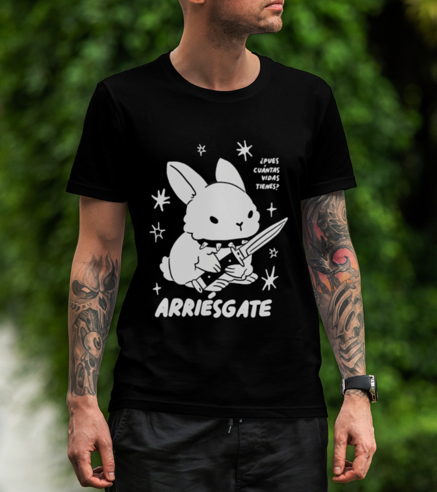 Dulce Nopronto ¿Pues Cuántas Vidas Tienes Arriésgate Conejo Cuchillo Kawaii Estrellas T-Shirt
