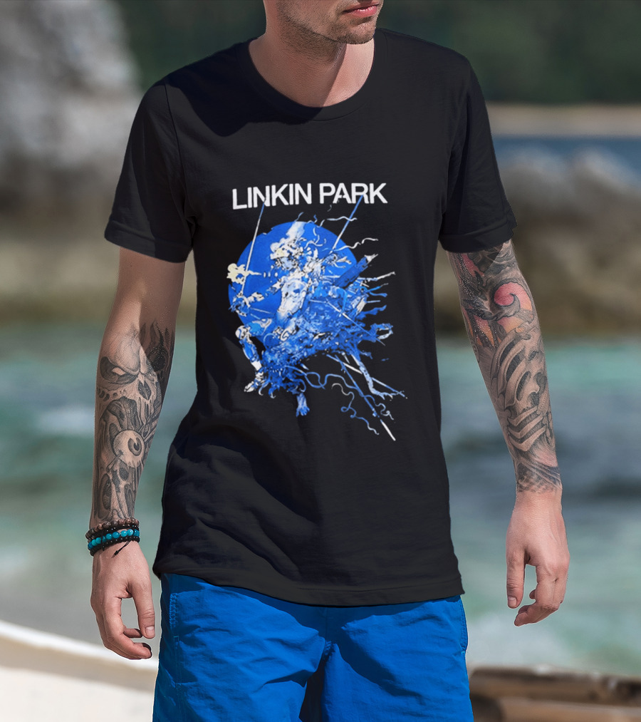 Linkin Park Katsuya Terada Blue Abstract Art Collaboration T-Shirt