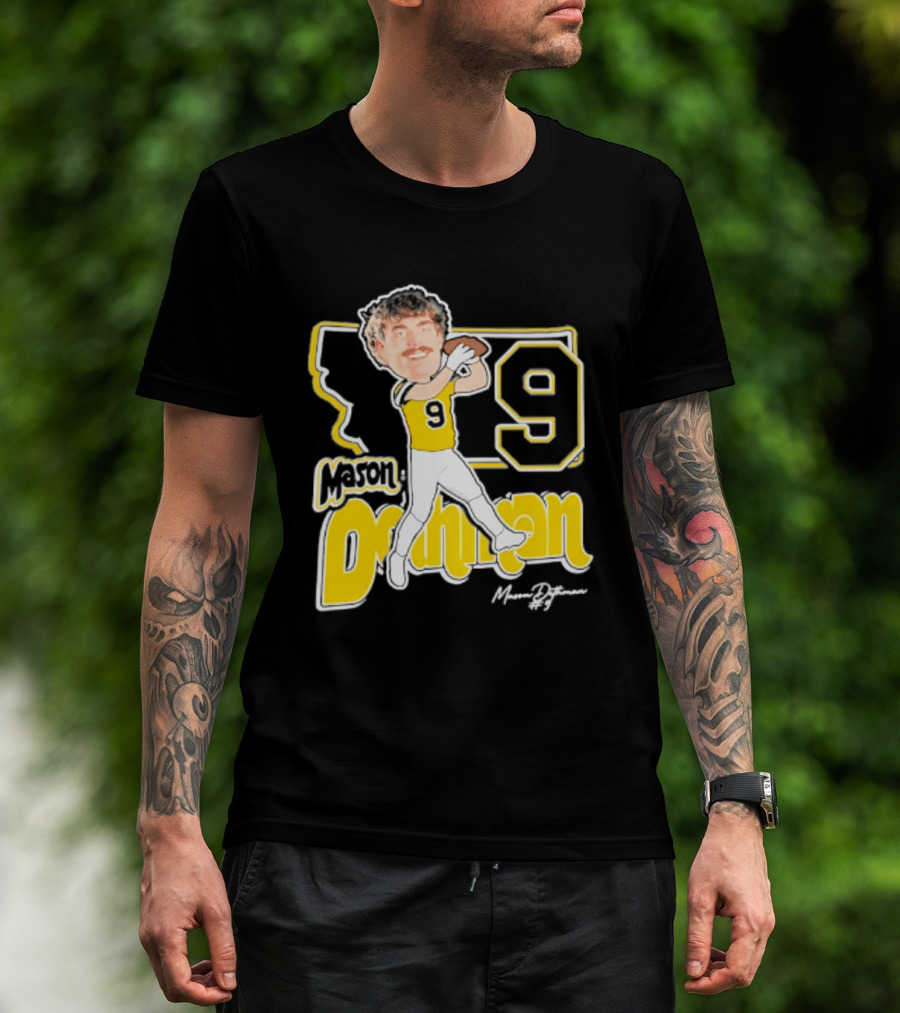 Mason Dethman Montana State Bobcats Caricature 2026 Number 9 Football T-Shirt