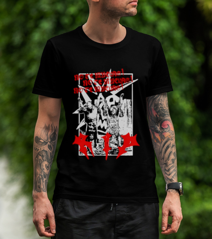 No Te Muevas Rip Punk Rock Hardcore Band White And Red Distorted T-Shirt
