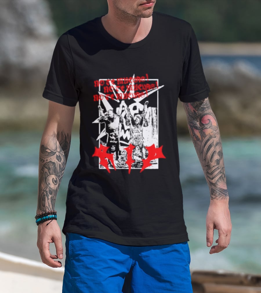 No Te Muevas Rip Punk Rock Hardcore Band White And Red Distorted T-Shirt