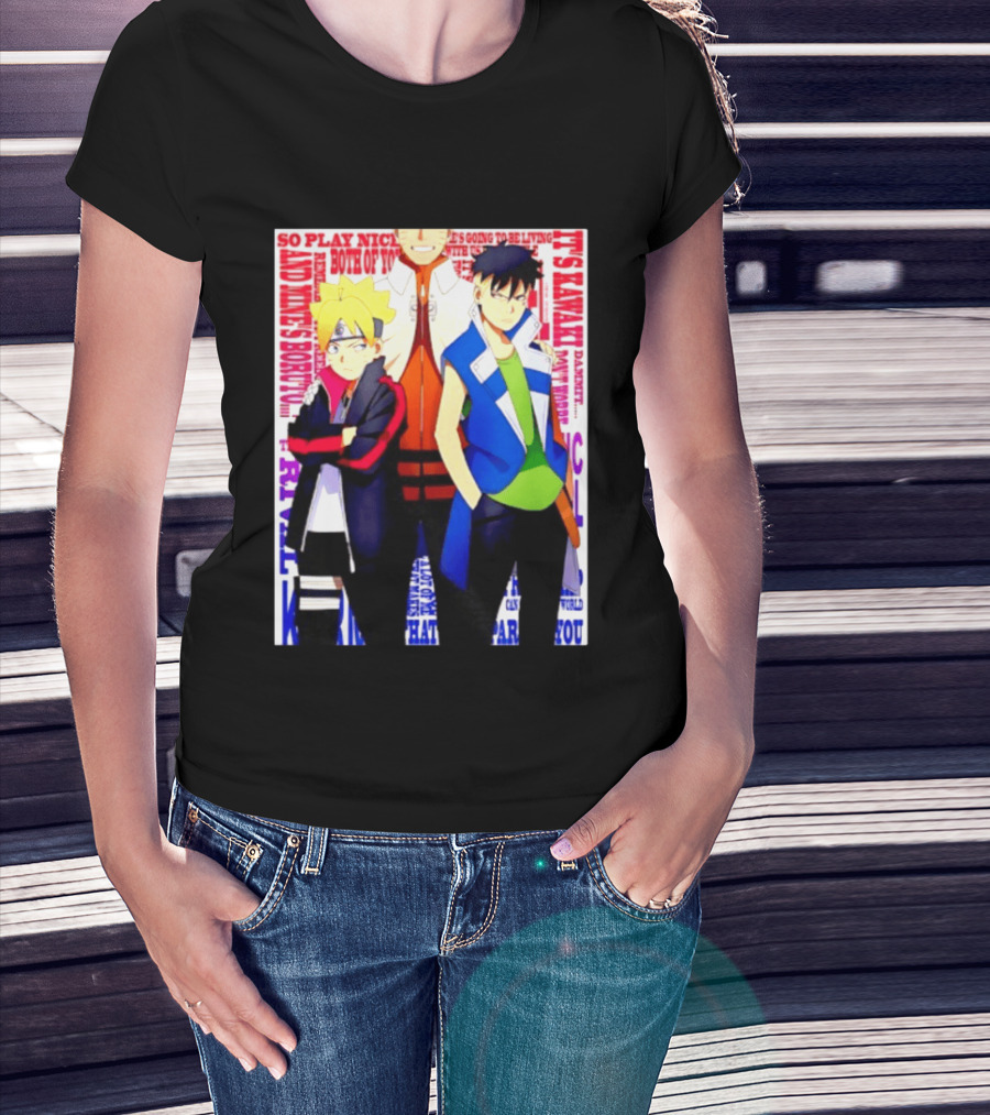 Uzumaki Boruto Naruto Kawaki Rivals Bright Style Manga Characters T-Shirt