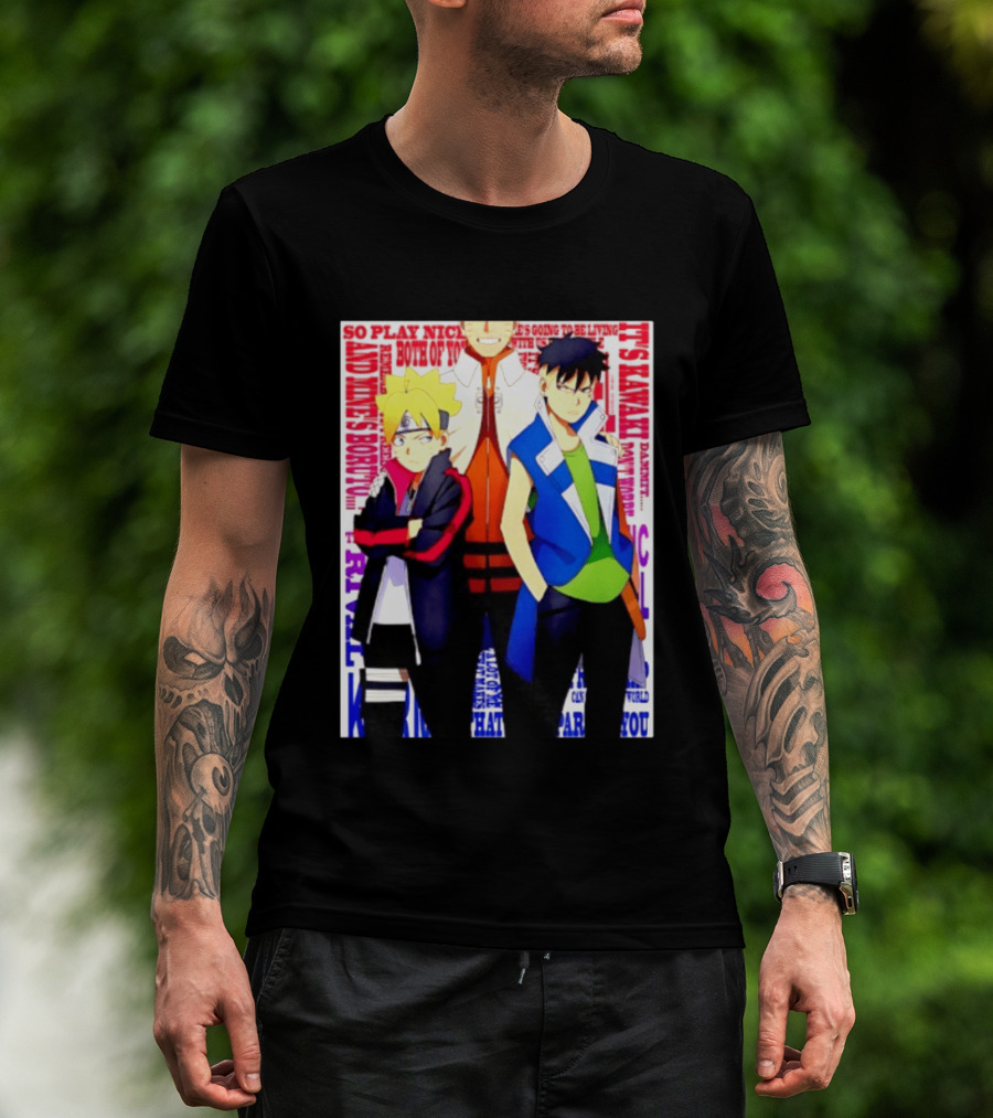 Uzumaki Boruto Naruto Kawaki Rivals Bright Style Manga Characters T-Shirt