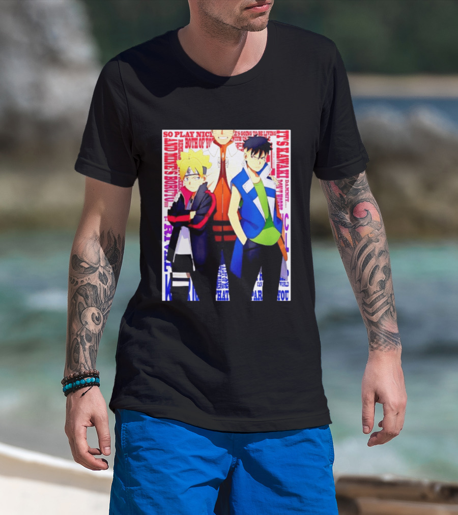 Uzumaki Boruto Naruto Kawaki Rivals Bright Style Manga Characters T-Shirt