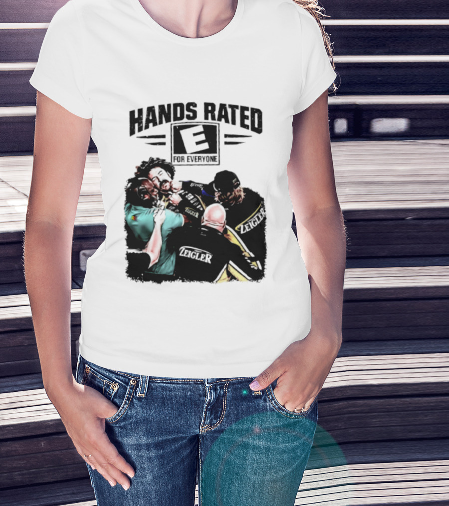 Hands Rated E For Everyone NASCAR Racing Brawl Scene T-Shirt
