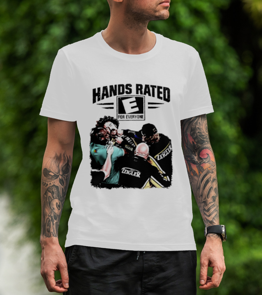 Hands Rated E For Everyone NASCAR Racing Brawl Scene T-Shirt
