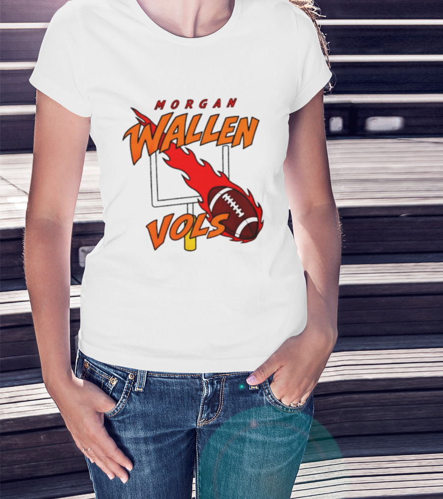 Morgan Wallen Vols Football Tennessee Volunteers Flaming Football Goalpost T-Shirt