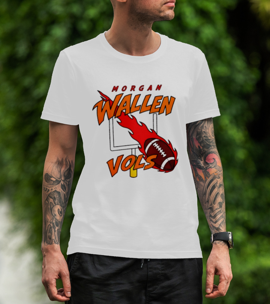 Morgan Wallen Vols Football Tennessee Volunteers Flaming Football Goalpost T-Shirt