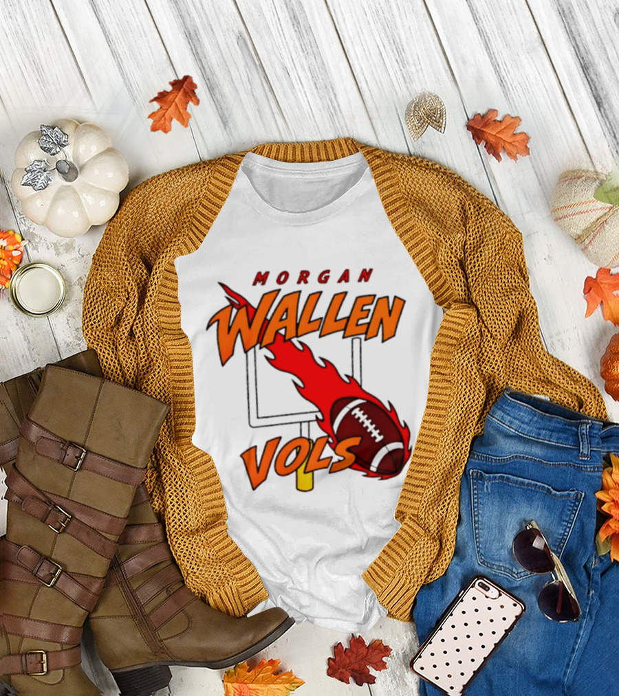 Morgan Wallen Vols Football Tennessee Volunteers Flaming Football Goalpost T-Shirt