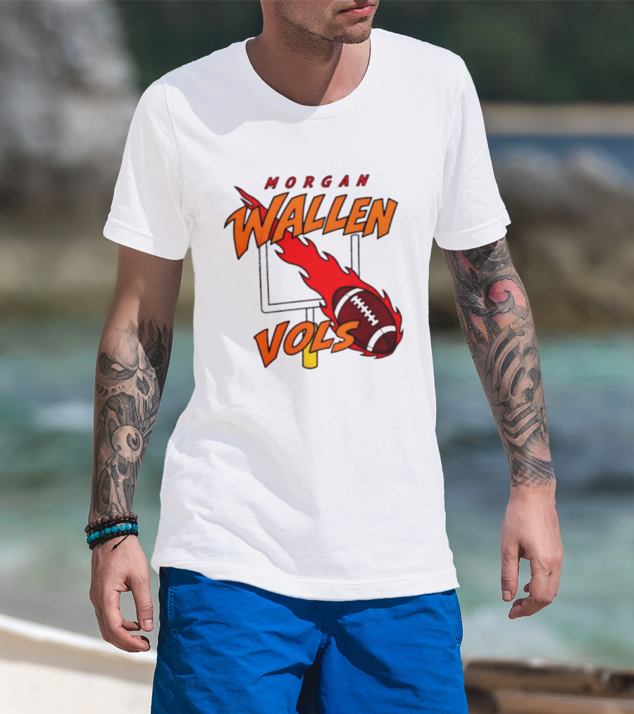 Morgan Wallen Vols Football Tennessee Volunteers Flaming Football Goalpost T-Shirt