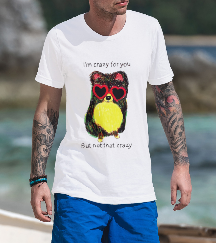Pomeranian Wearing Heart Glasses I'm Crazy For You But Not That Crazy T-Shirt