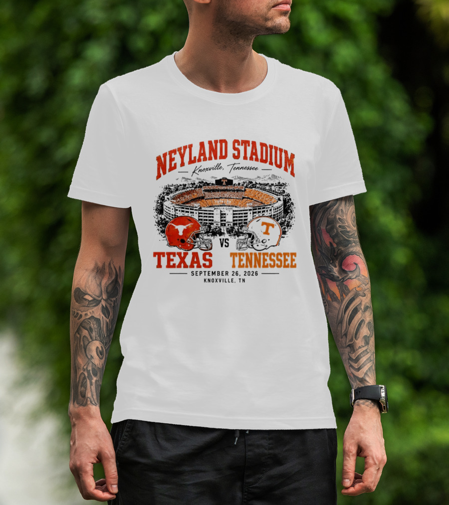 Neyland Stadium Knoxville Texas Vs Tennessee September 26 2026 Matchup T-Shirt