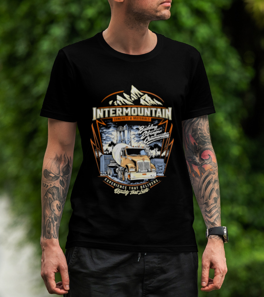 Intermountain Concrete And Materials Building America Truck Mountains Scene T-Shirt