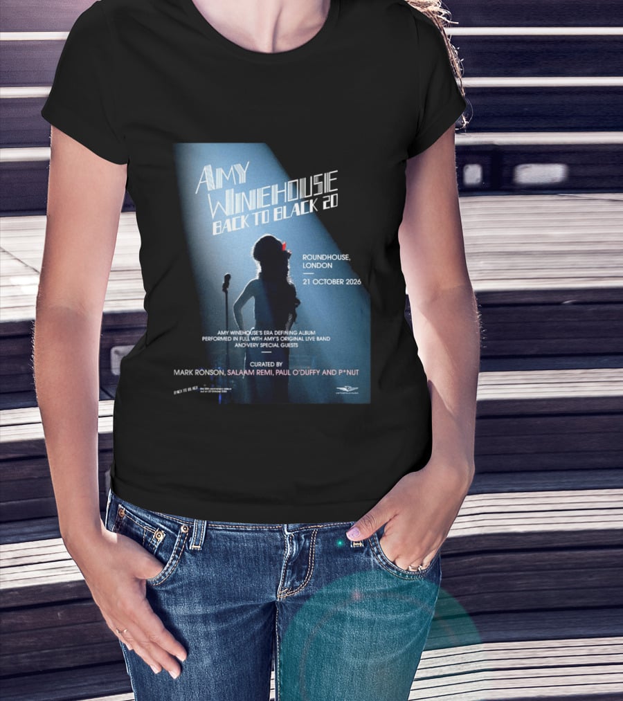 Amy Winehouse Back To Black 20 Roundhouse London 21 October 2026 Live Performance Event T-Shirt
