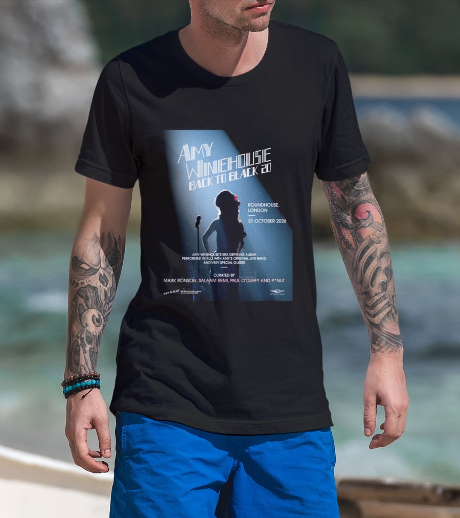 Amy Winehouse Back To Black 20 Roundhouse London 21 October 2026 Live Performance Event T-Shirt