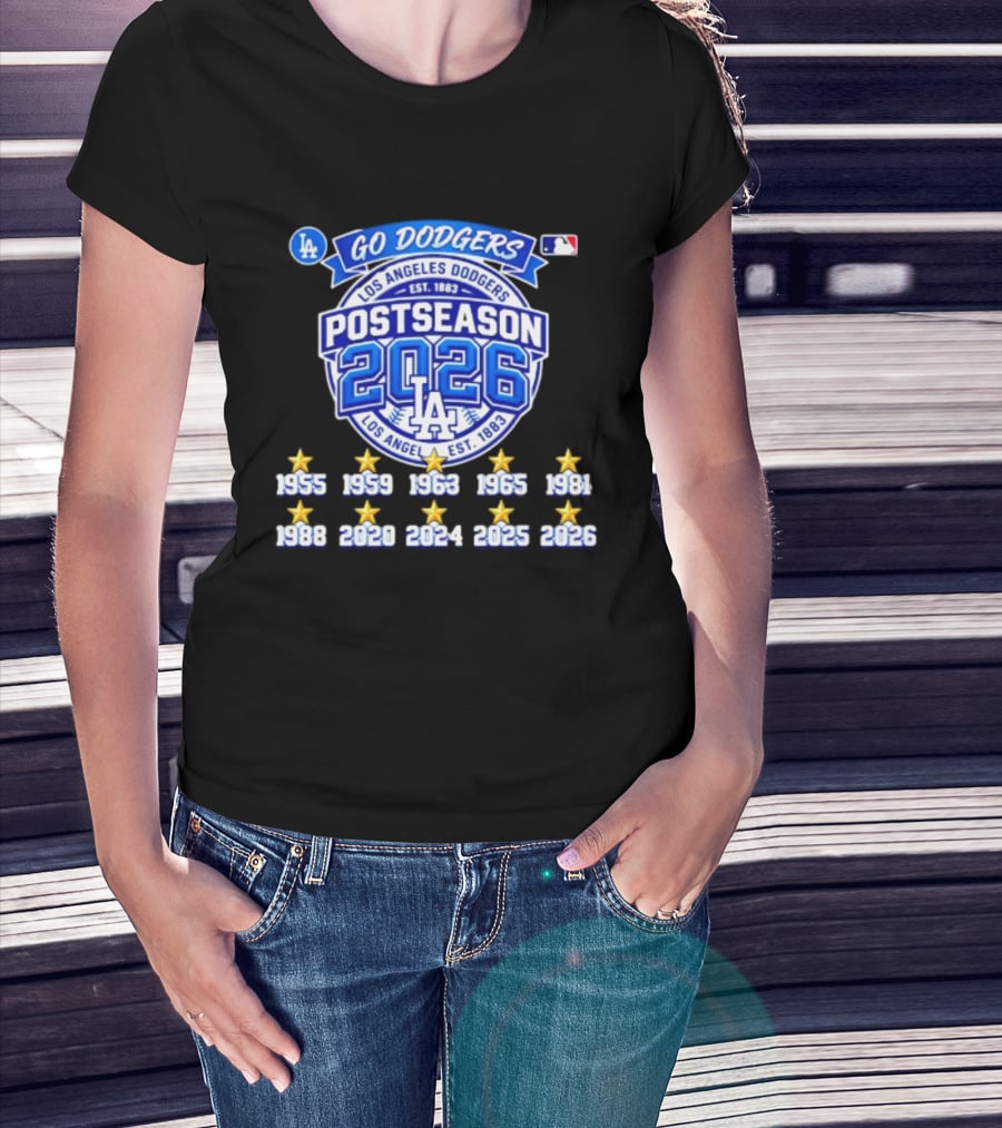 Los Angeles Dodgers 2026 Postseason Champs Ten Time Winners Est 1883 T-Shirt