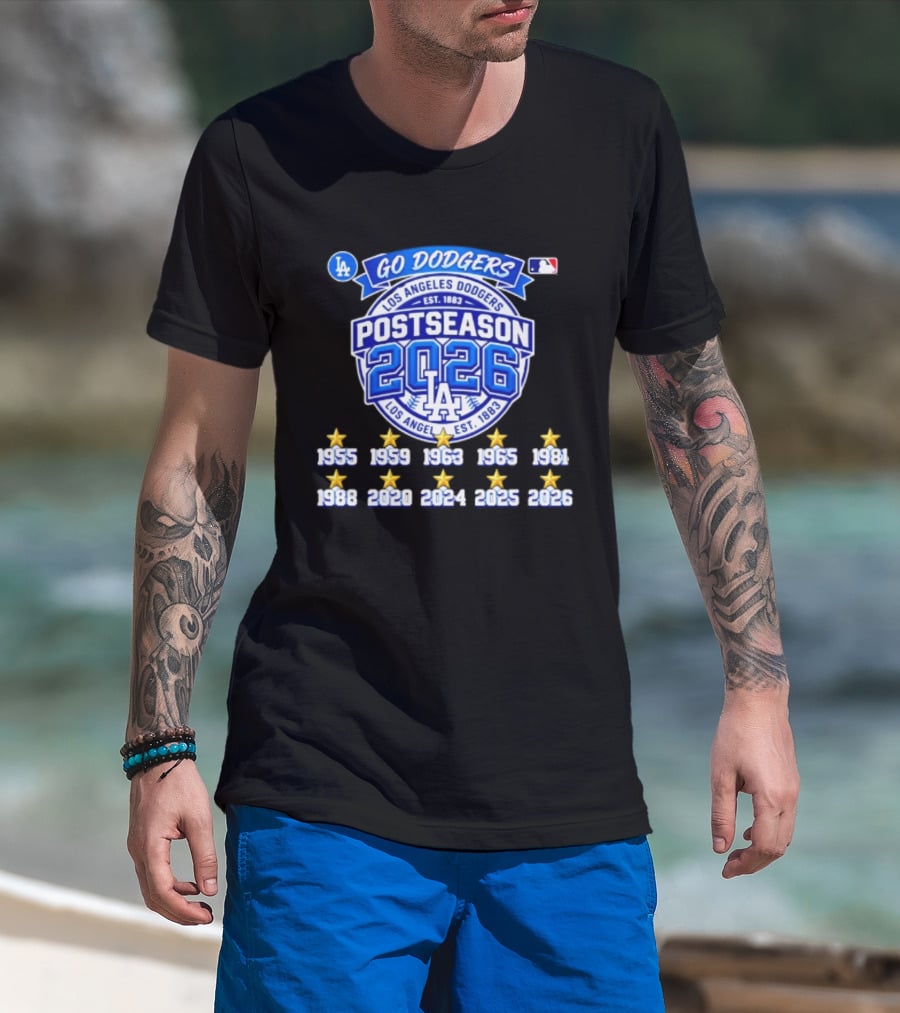 Los Angeles Dodgers 2026 Postseason Champs Ten Time Winners Est 1883 T-Shirt