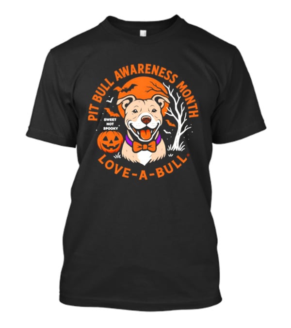 Pit Bull Awareness Month Love A Bull Halloween Pumpkin T-Shirt