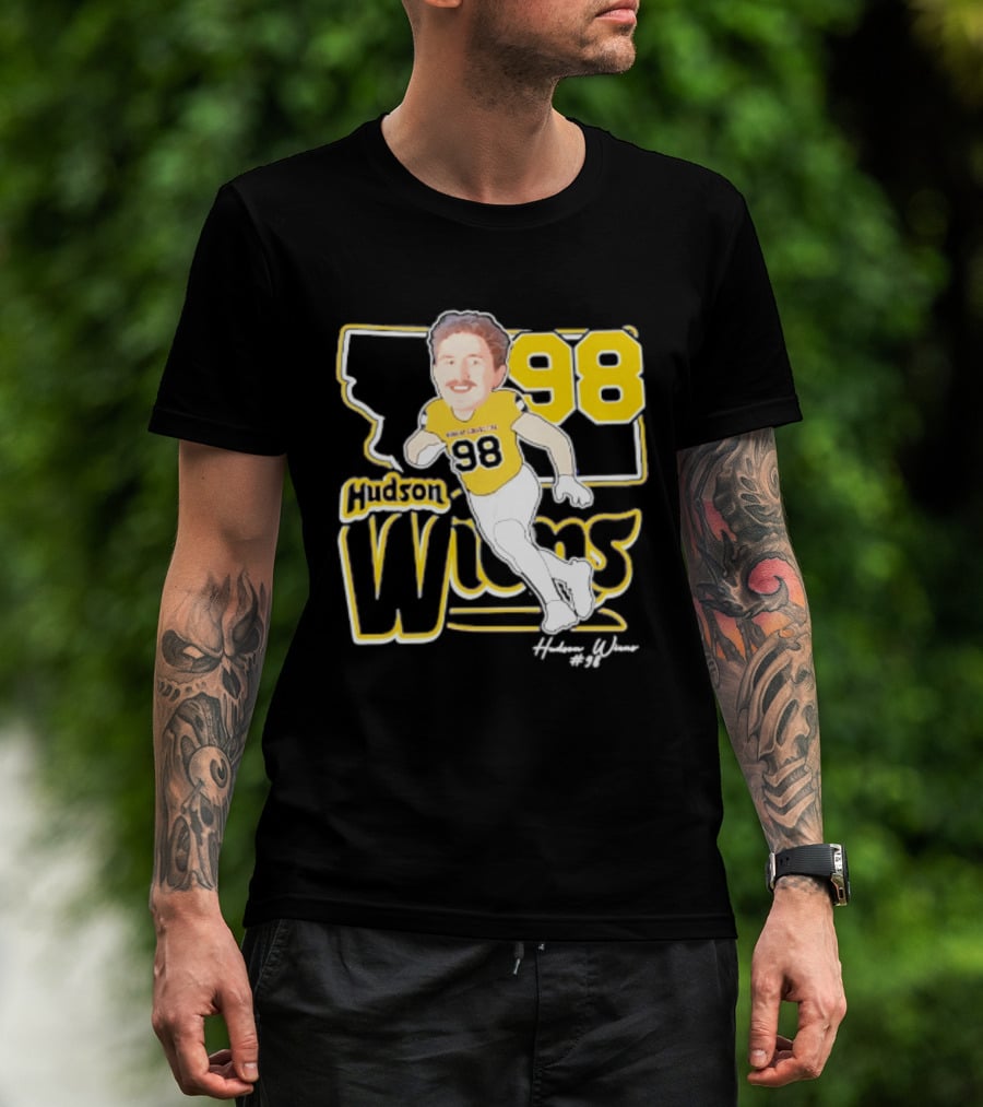 Hudson Wiens 98 Montana State Bobcats Player Caricature T-Shirt