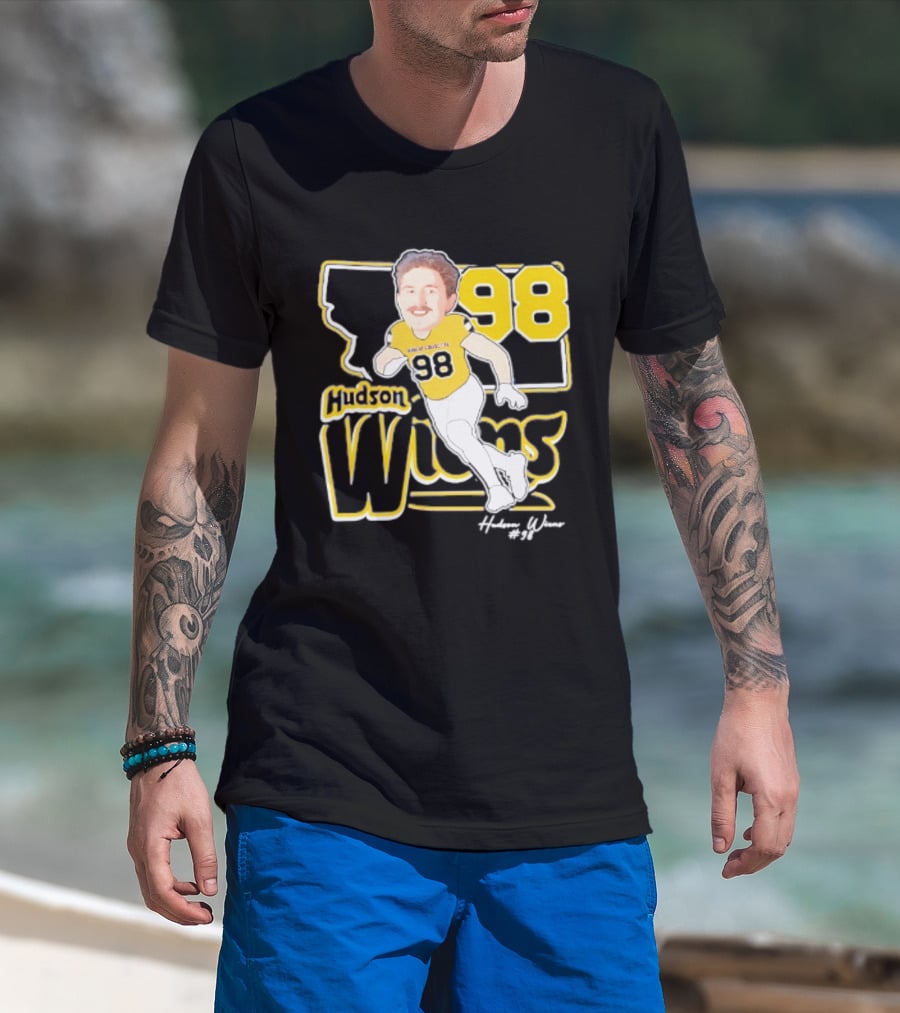 Hudson Wiens 98 Montana State Bobcats Player Caricature T-Shirt