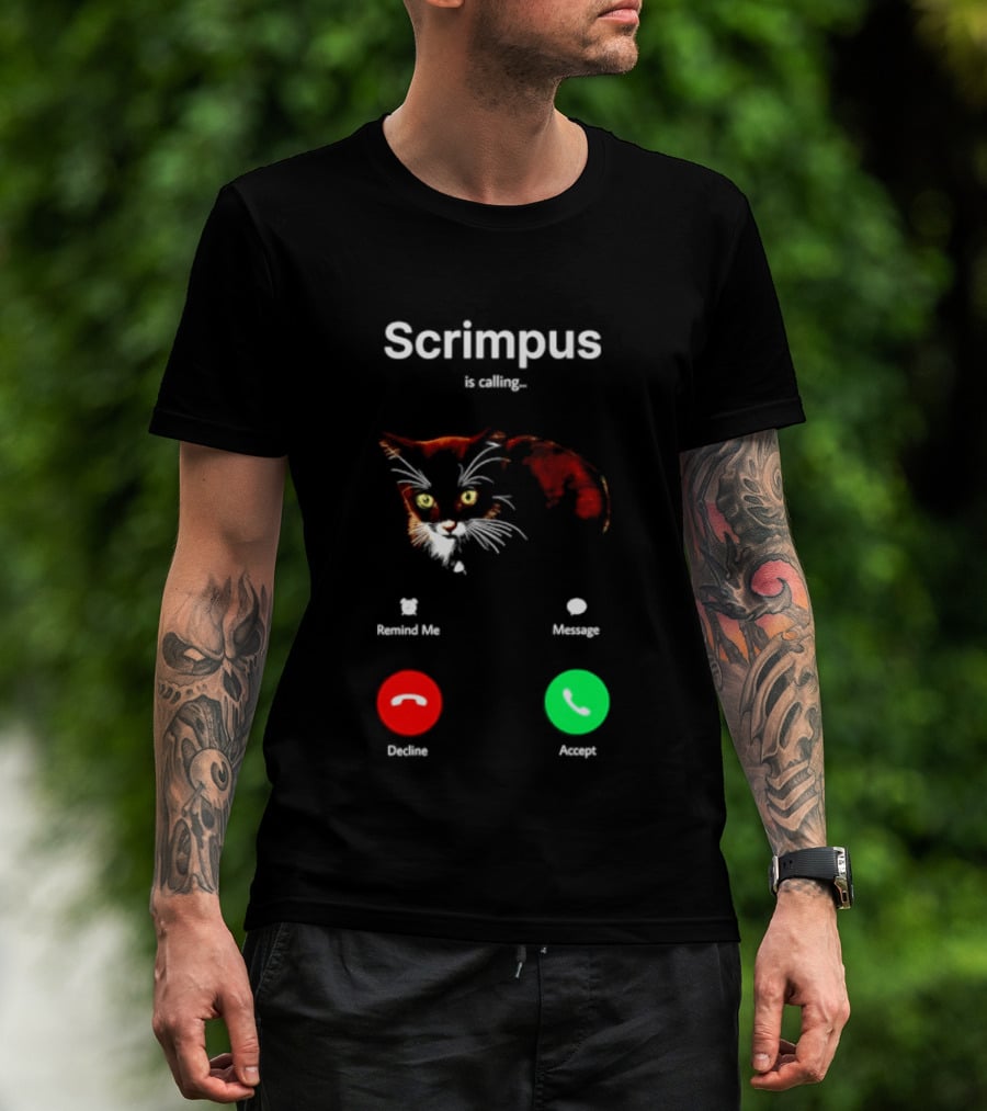 Scrimpus Is Calling Cat Phone Call Meme Humor Reject Accept T-Shirt