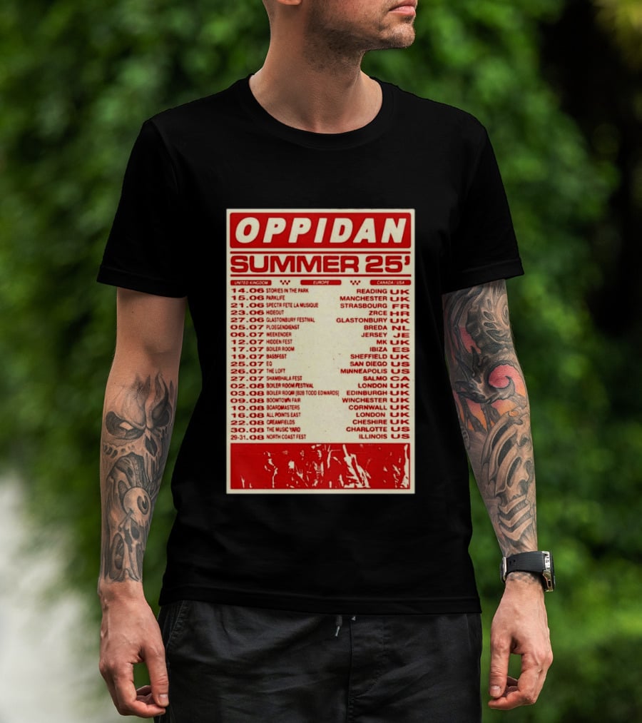 Oppidan Summer Tour 2025 Concert Dates Across UK Europe Canada USA T-Shirt