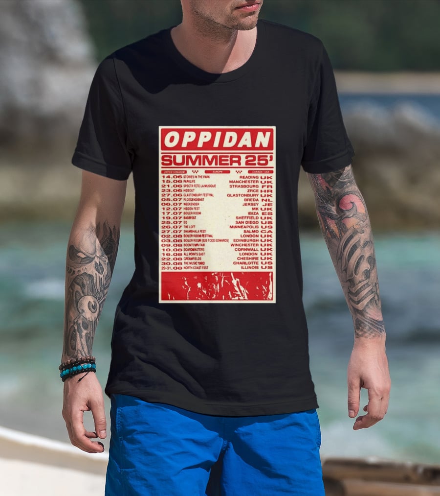 Oppidan Summer Tour 2025 Concert Dates Across UK Europe Canada USA T-Shirt