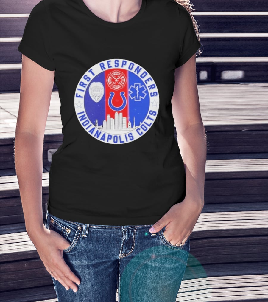 First Responders Indianapolis Colts 9/11 Skyline Police Fire Ambulance T-Shirt