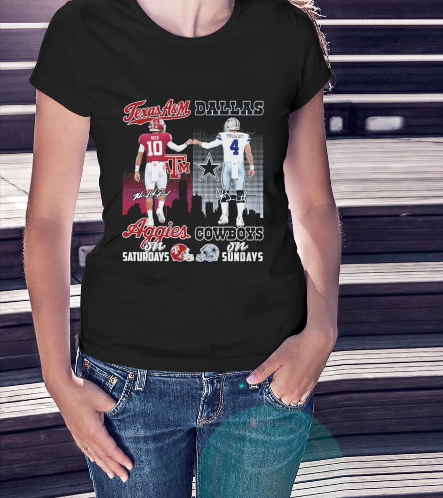 Texas A&M Aggies College Football Saturdays Dallas Cowboys NFL Sundays T-Shirt