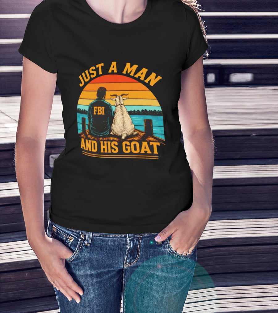 Just A Man And His Goat Fbi Meme Kash Patel Sunset Lake View T-Shirt