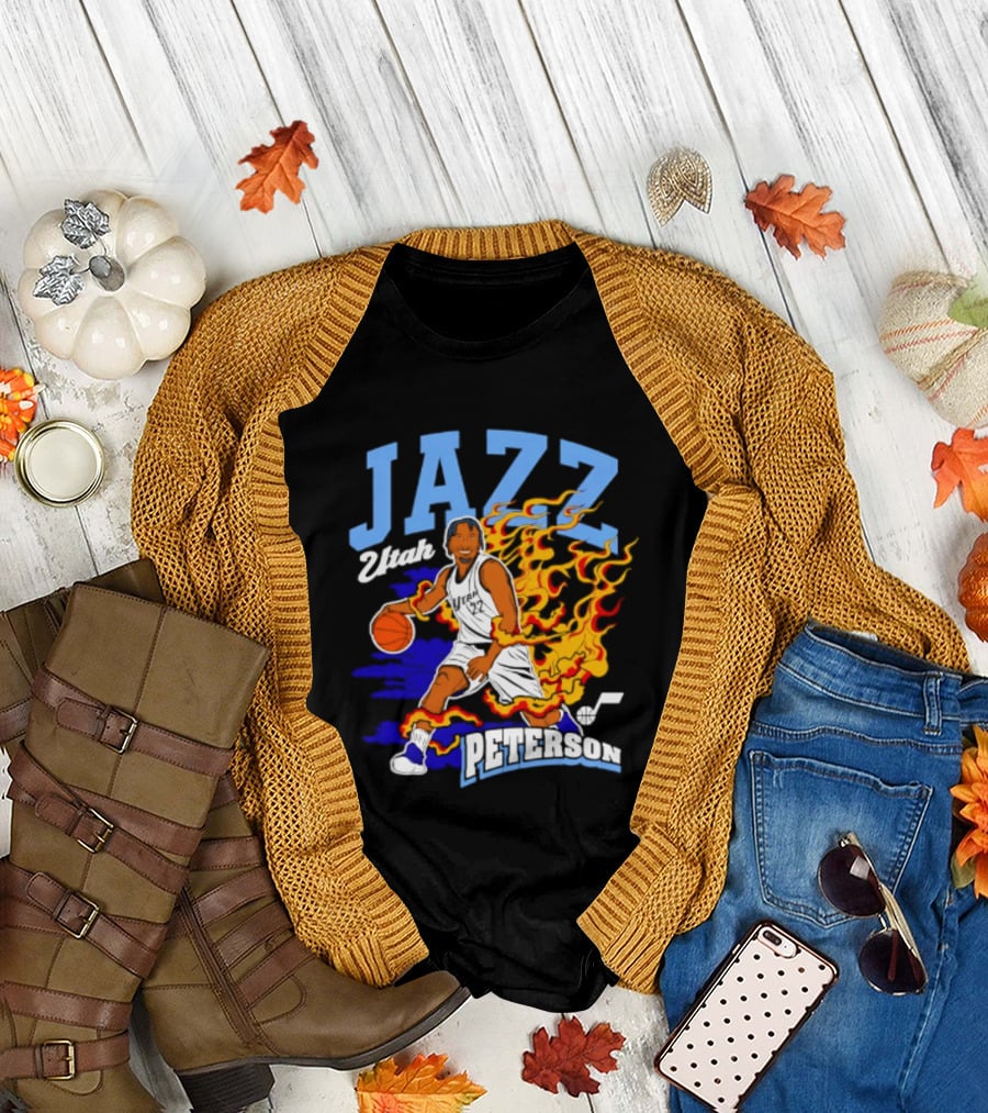 Utah Jazz Darryn Peterson Fiery Basketball Action Fan T-Shirt