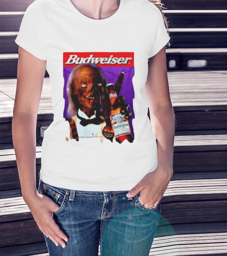 Budweiser Bud Keeper Zombie Halloween Beer Bottle Advertisement T-Shirt