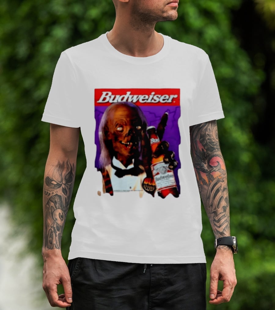 Budweiser Bud Keeper Zombie Halloween Beer Bottle Advertisement T-Shirt