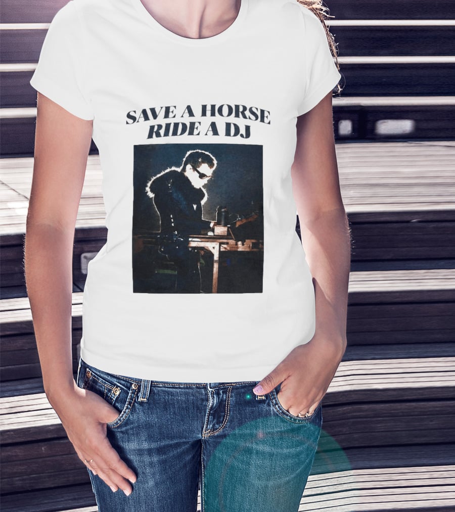 Save A Horse Ride A DJ Musician With Equipment And Sunglasses T-Shirt