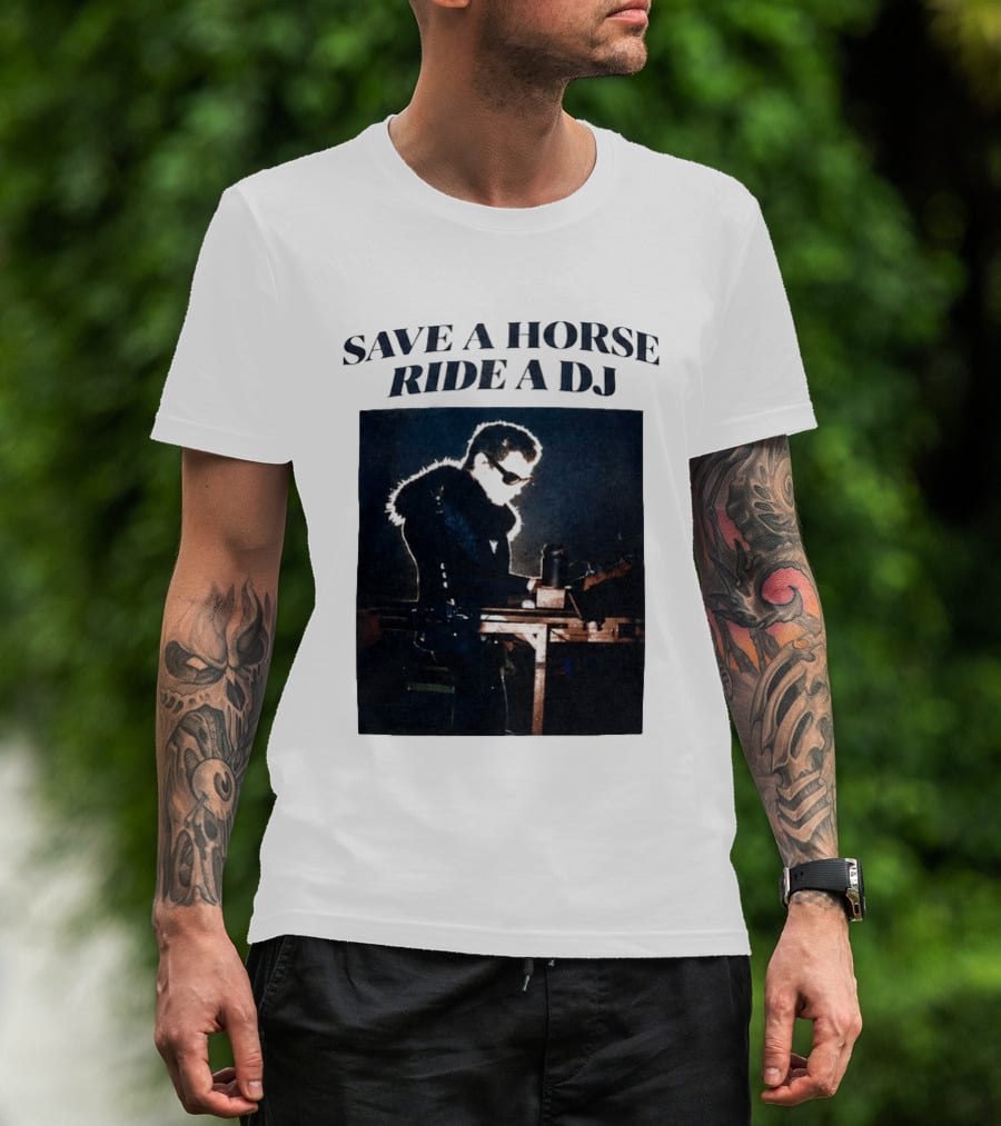 Save A Horse Ride A DJ Musician With Equipment And Sunglasses T-Shirt