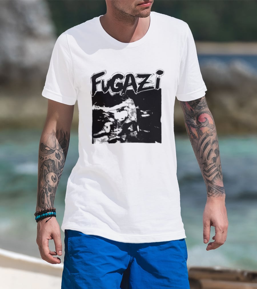 Fugazi Band Post Hardcore Ian MacKaye Black And White T-Shirt