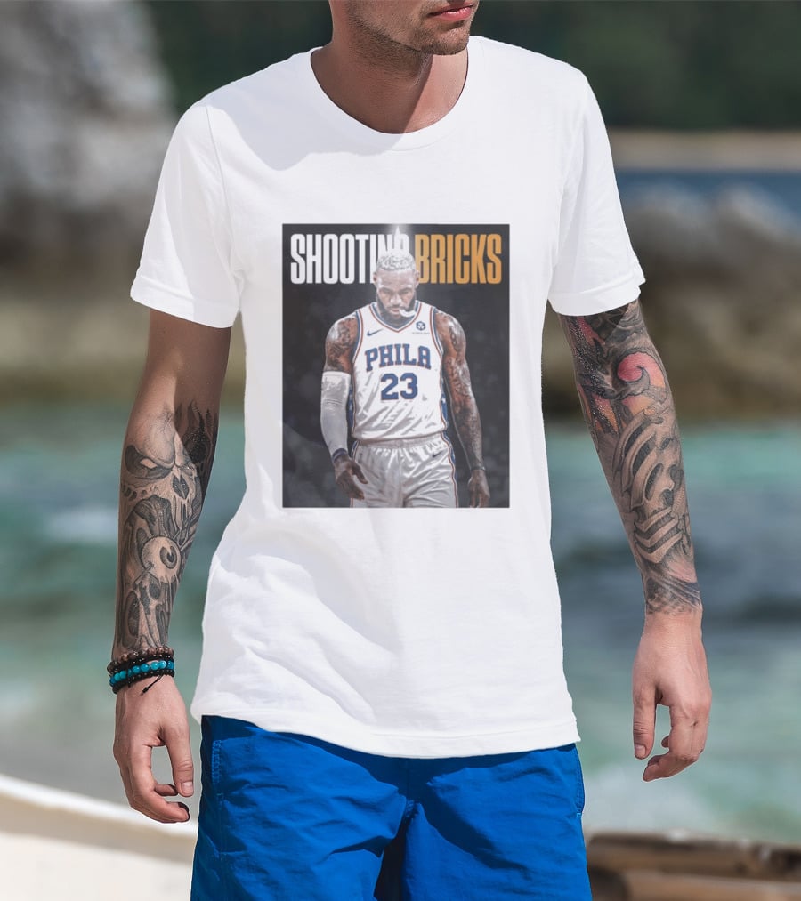 Shooting Bricks LeBron 23 Philly Basketball Meme T-Shirt