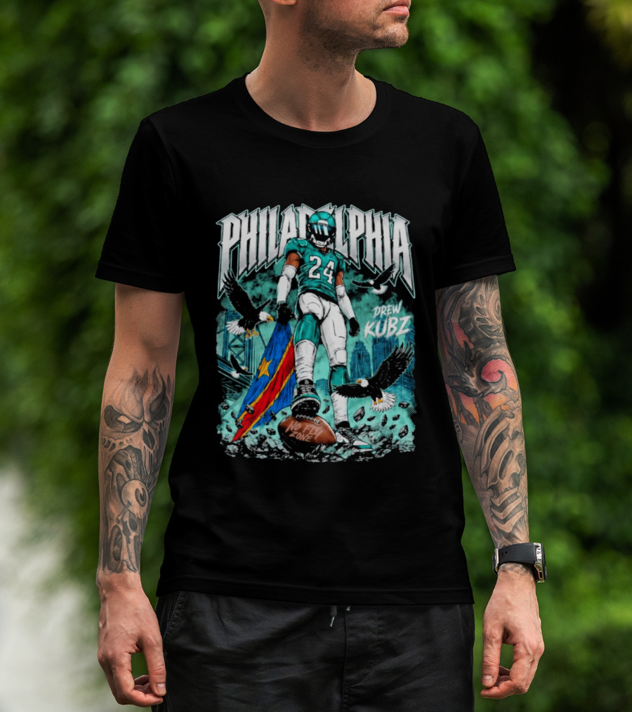 Philadelphia Drew Kubz 24 No Fly Zone Eagles Banner T-Shirt