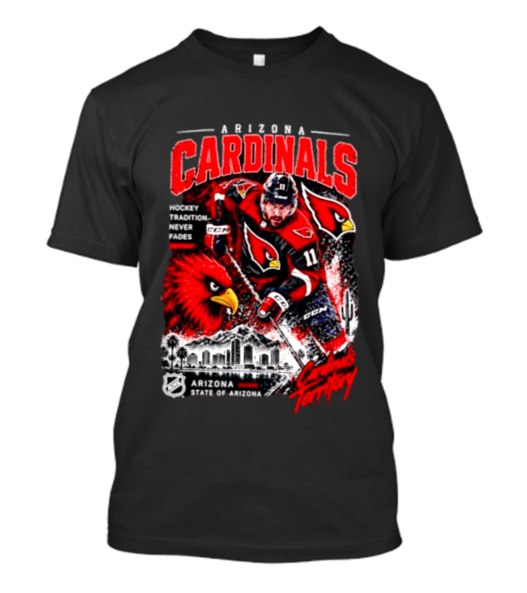 Arizona Cardinals NHL Hockey Tradition Never Fades Cardinals Territory Arizona Skyline T-Shirt