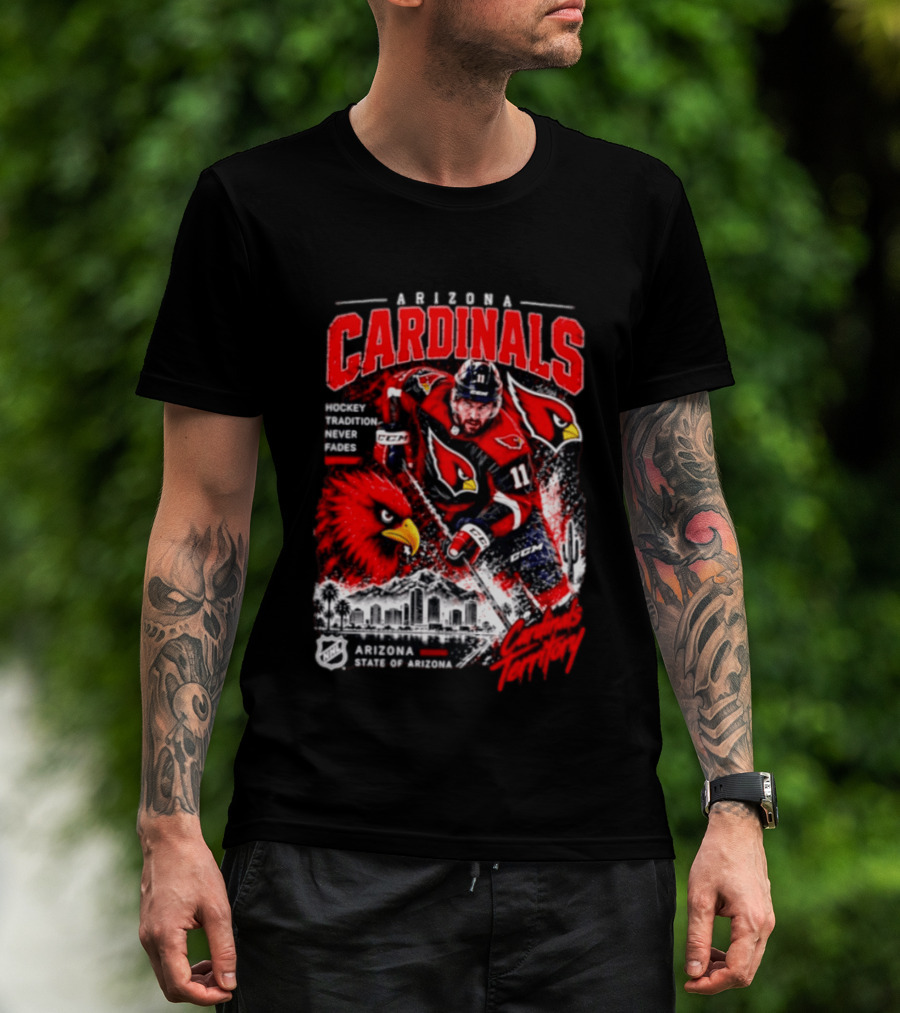 Arizona Cardinals NHL Hockey Tradition Never Fades Cardinals Territory Arizona Skyline T-Shirt