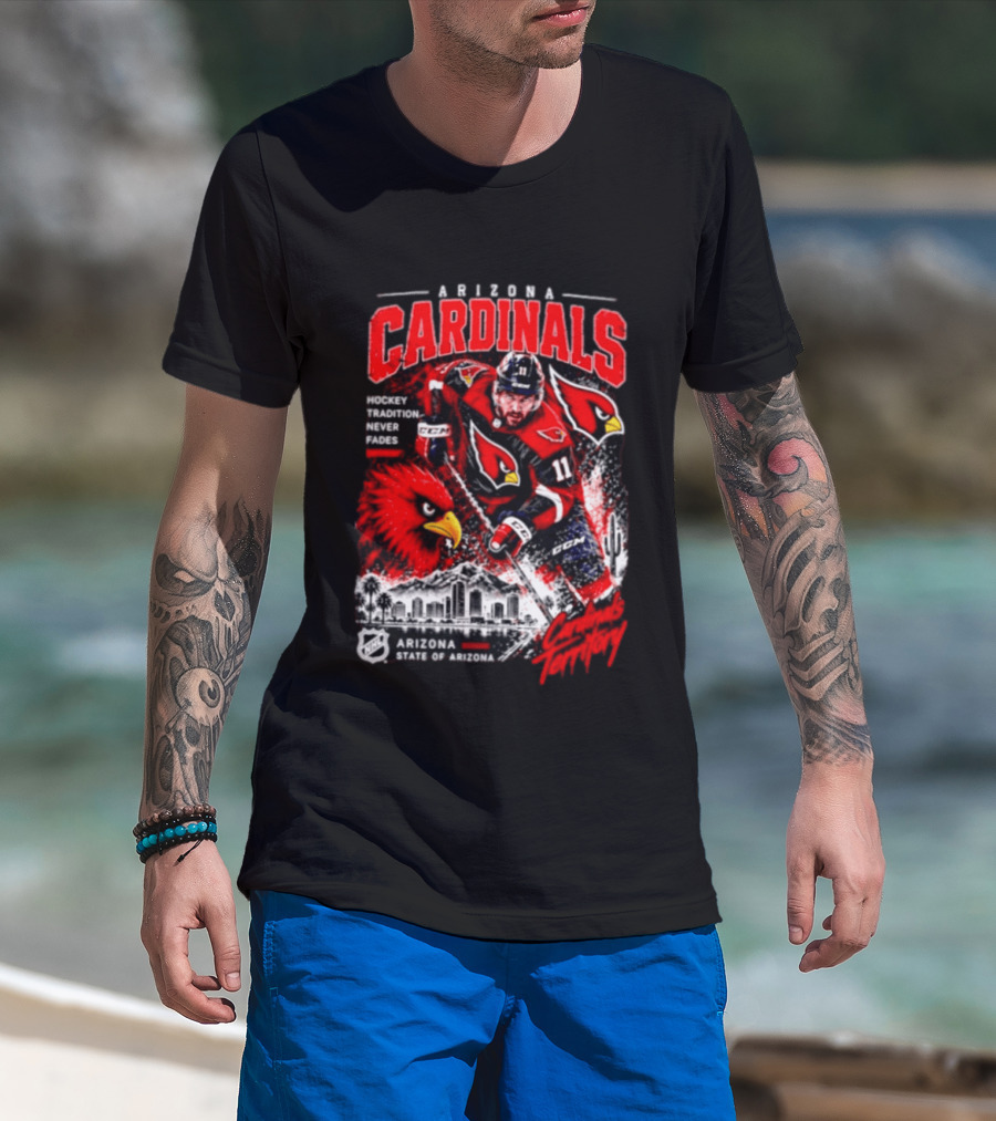 Arizona Cardinals NHL Hockey Tradition Never Fades Cardinals Territory Arizona Skyline T-Shirt