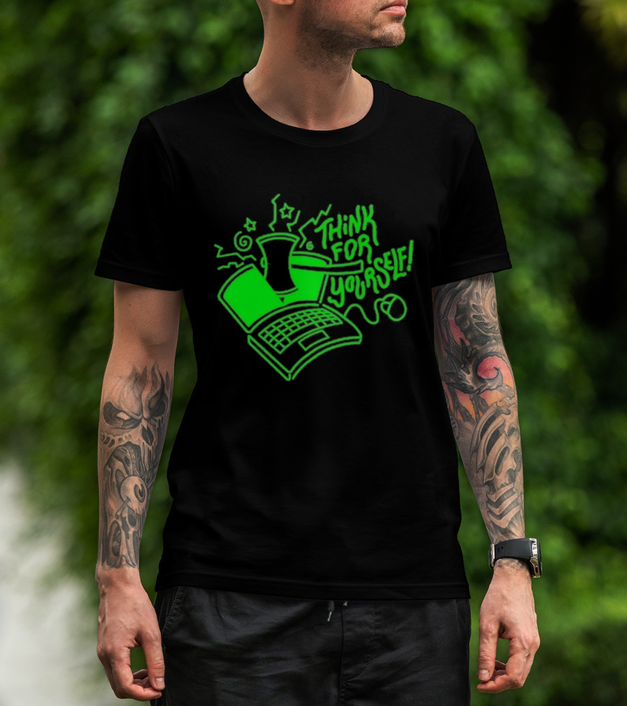 Avi Matzo X RAYGUN Think For Yourself Computer Stars Green T-Shirt