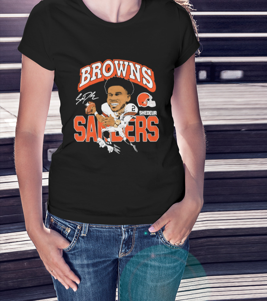 Browns Shedeur Sanders Football Caricature NFL Athlete T-Shirt