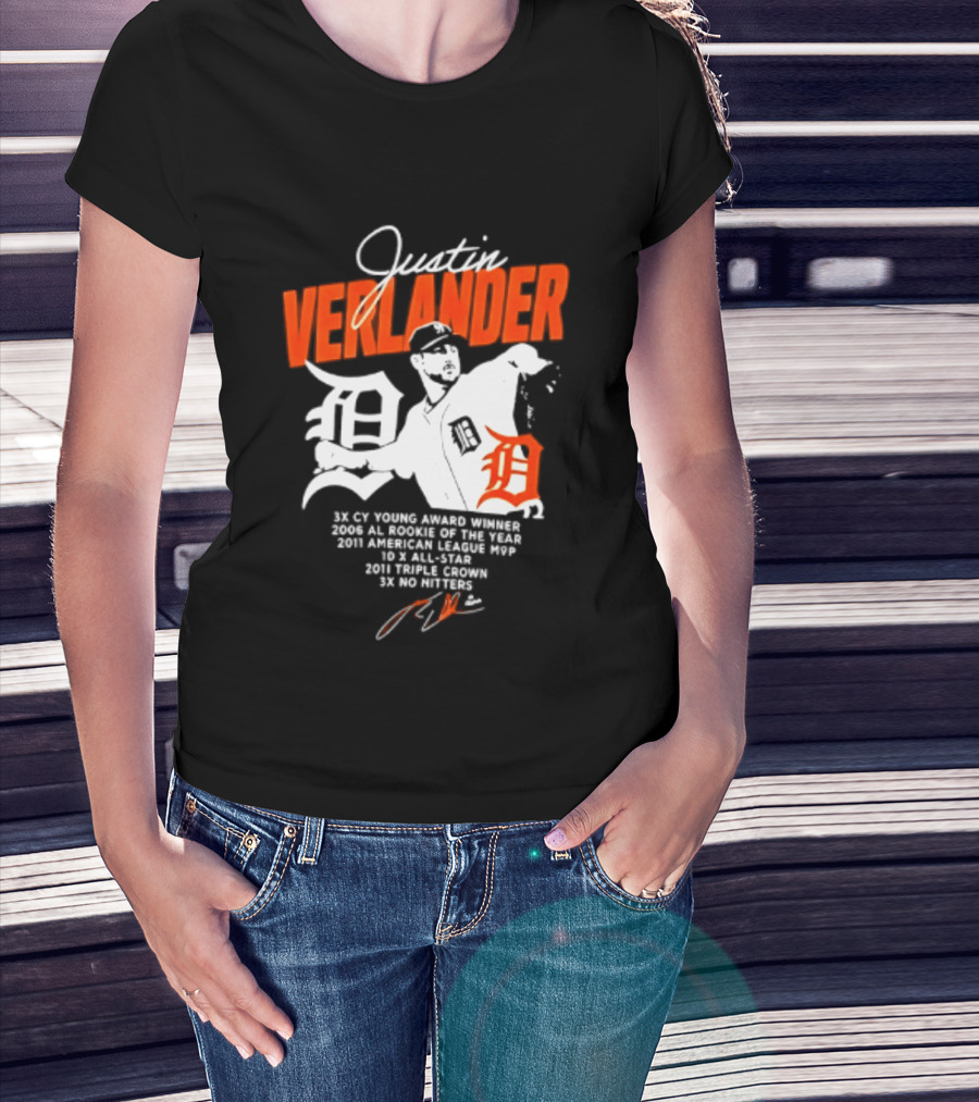 Justin Verlander 35 Detroit Tigers MLB MVP 2006 AL Rookie Cy Young T-Shirt