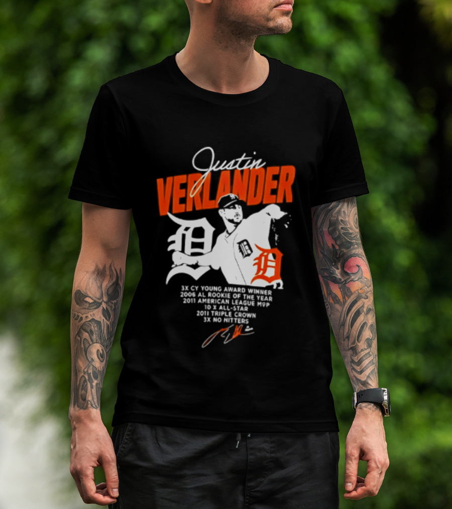 Justin Verlander 35 Detroit Tigers MLB MVP 2006 AL Rookie Cy Young T-Shirt