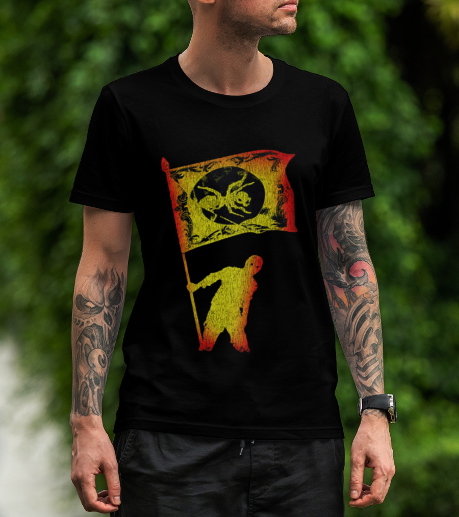 The Prodigy Ant Silhouette Brandishing Flag Multicolor T-Shirt